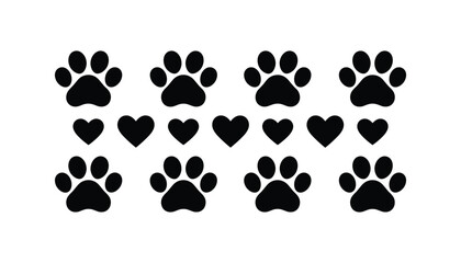 heart with dog paw vector illustration isolated on white background