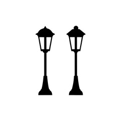Two black silhouette street lamps image