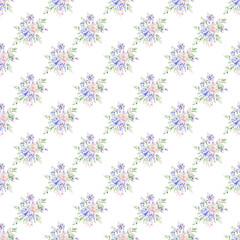 Seamless background, digital floral pattern with watercolor flowers peonies. Repeat fabric wallpaper print texture. Perfectly for wrapped paper, textile, scrapbook.