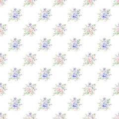 Seamless background, digital floral pattern with watercolor flowers peonies. Repeat fabric wallpaper print texture. Perfectly for wrapped paper, textile, scrapbook.