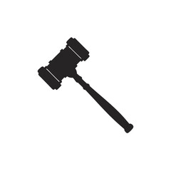 Silhouette of a gavel on a white background