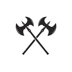Crossed battle axes in black silhouette