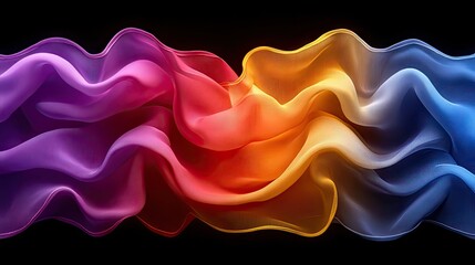 Fototapeta premium Abstract vibrant waves flow gracefully across a dark background in a mesmerizing display of color and light