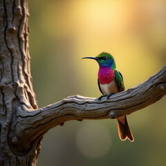 Fototapeta premium red billed hummingbird
