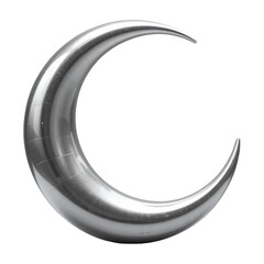 Metallic Crescent on White: A minimalist depiction of a gleaming moon shape