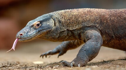 Obraz premium Komodo Dragon Portrait: Fierce Reptilian Gaze