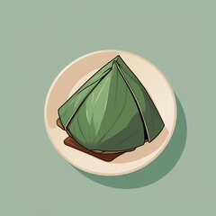 Zongzi, a traditional Chinese rice dumpling made of glutinous rice stuffed with different fillings and wrapped in bamboo leaves.