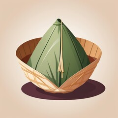 Zongzi, a traditional Chinese rice dumpling made of glutinous rice stuffed with different fillings and wrapped in bamboo leaves.