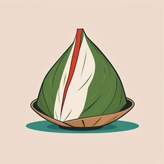 Zongzi, a traditional Chinese rice dumpling made of glutinous rice stuffed with different fillings and wrapped in bamboo leaves.