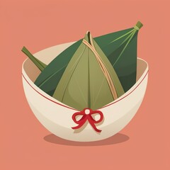 Zongzi, a traditional Chinese rice dumpling made of glutinous rice stuffed with different fillings and wrapped in bamboo leaves.