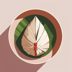 Zongzi, a traditional Chinese rice dumpling made of glutinous rice stuffed with different fillings and wrapped in bamboo leaves.