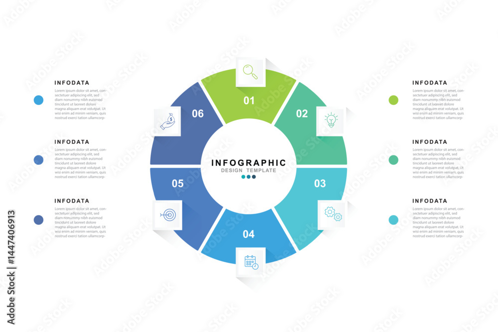 Poster Vector Infographic label design template with icons and 6 options or steps. Can be used for process diagram, presentations