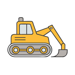 Yellow excavator digger vector illustration for construction equipment and machinery design needs