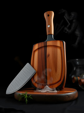 Forged butcher set on black background