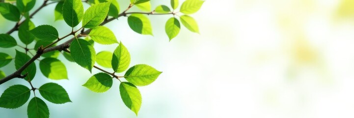 Naklejka premium Leafy branches on white background with sunlight, botanical photography, foliage, greens leaves branches flowers