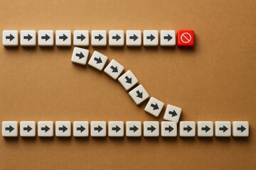 Alternative Route Concept Arrows Path Deviation Choice Decision Making Strategy Business Success Different Direction Unexpected Turn Obstacle Problem Solving Innovation Challenge Solution Creative    