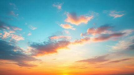 Obraz premium Morning Evening. Sunset Sky with Clouds in Nature Landscape