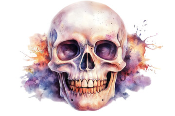 Fototapeta premium Watercolor Skull Illustration With Transparent Background