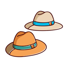 Illustration of summer hats for men and women, sun protection, fashion accessories, headwear