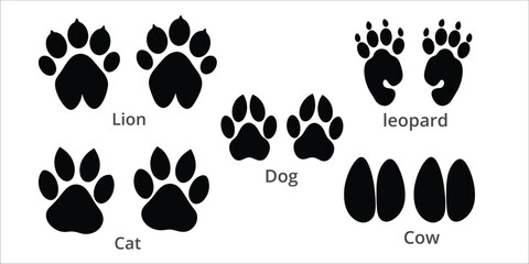 animal  footprints icons set vector liiustration on white background. © Rajon