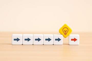 Innovative Idea Blocks Arrows Path Direction Choice Concept Creative Solution Business Strategy Planning Vision Success Future Development Goals Progress Opportunity New Beginnings Bright Idea Yellow 