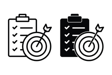 Aim target icon collection. goal, containing strategy, analysis, planning, aim target, schedule, tasks symbol vector illustration.