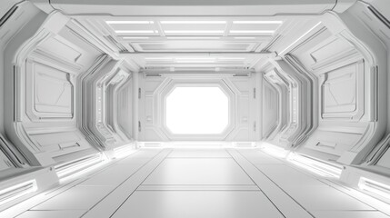 Fototapeta premium Empty, bright, futuristic corridor