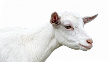 Fototapeta premium White little goat isolated. Goat on white background.