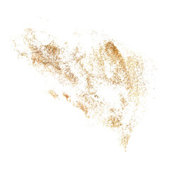Gold stain and splashes in vibrant collection. Shiny gold spot element hand-painted in watercolor with gold paint accents. Isolate is presented as backdrop for decorating textiles, prints, packaging