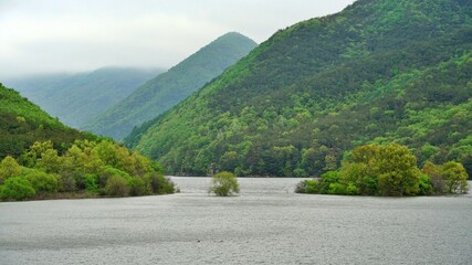 Fototapeta premium Spring scenery of Unmun Dam in Korea