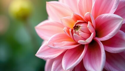 Obraz premium Close-up dahlia petals, layered, soft focus, floral motif, botanical, illustration
