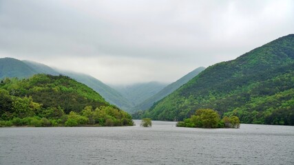 Spring scenery of Unmun Dam in Korea