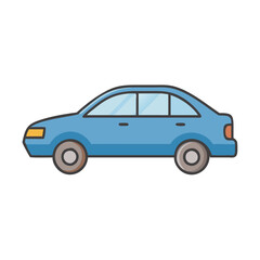 Illustration of blue sedan car for sale or rent transportation vehicle automobile drawing