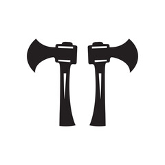 Two axe silhouette icon vector art design isolated on a white background