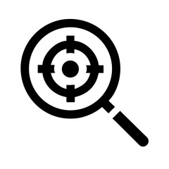 "Focused Search: Magnifying Glass with Target Icon Vector"