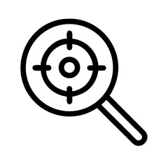 "Focused Search: Magnifying Glass with Target Icon Vector"