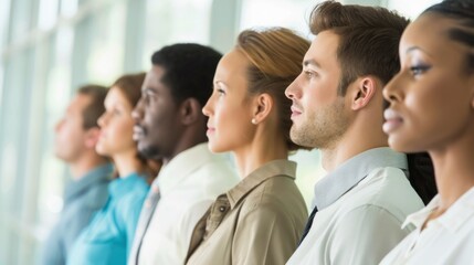 Fototapeta premium Team standing shoulder-to-shoulder in line