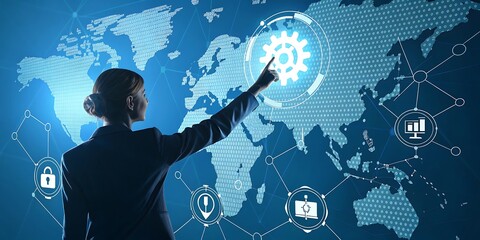 Business woman on the background of the city