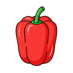 Red bell pepper vegetable illustration fresh food healthy eating cooking ingredient vector graphic design