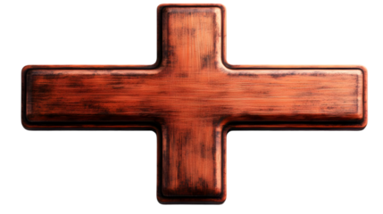 Wooden Plus Sign Illustration Isolated Background