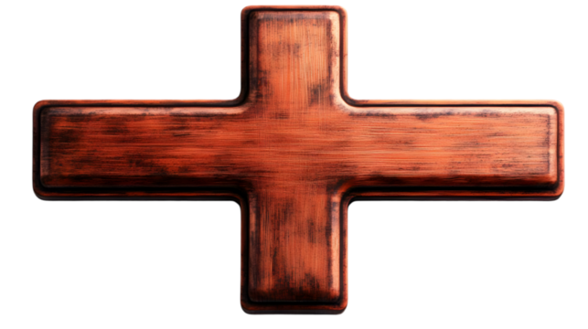 Wooden Plus Sign Illustration Isolated Background