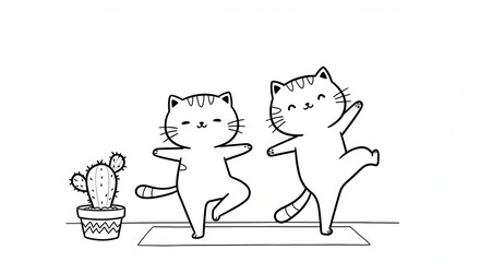 Adorable Yoga Cats Coloring Page Fun Printable for Kids and Adults