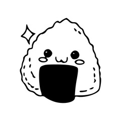funny onigiri cartoon line art