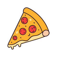 Delicious pizza slice with pepperoni illustration for food lovers and restaurant menu design ideas