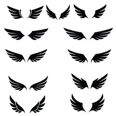 Wings icons collection.Set of Wings badges icon.Wings symbol. Vector Illustration