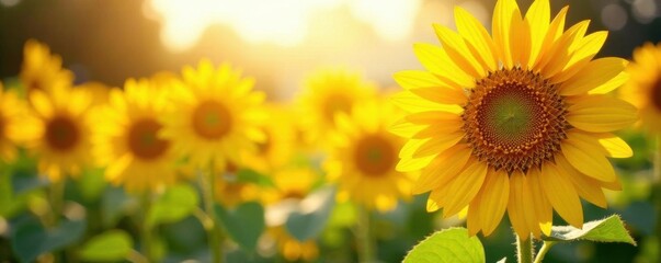 Sun-drenched sunflowers, visible brushstrokes, soft focus , sunflowers, petals
