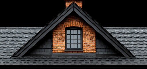 Obraz premium Elegant Brick and Black Roof Dormer Window