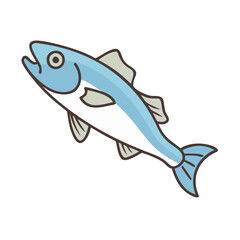 Obraz premium Illustration of a blue fish swimming in the ocean aquatic animal vector design marine life art