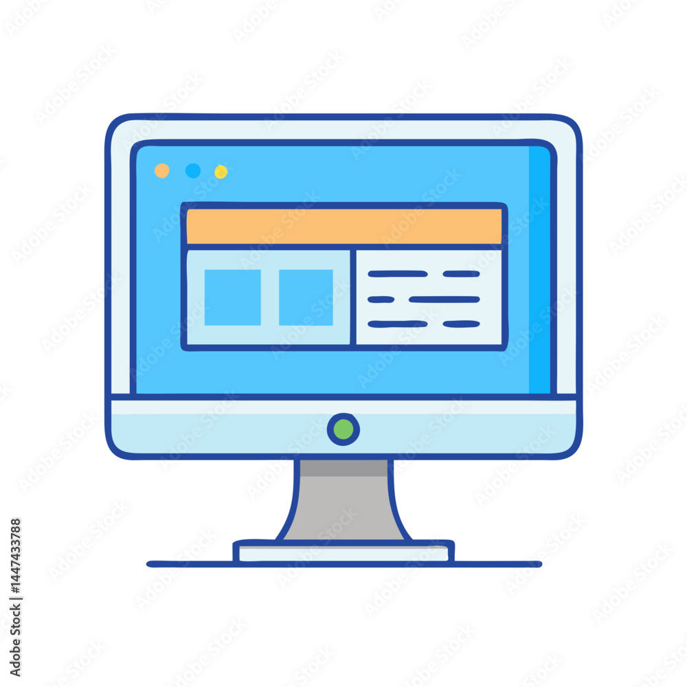 Poster Illustration of a computer monitor screen displaying a website or application interface