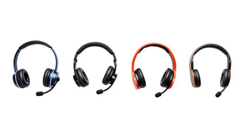 Colorful Headphones, Headset Collection - Flat lay product photography